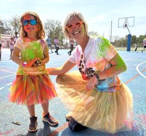 Student and teacher during the Color Run in International School Andalucia